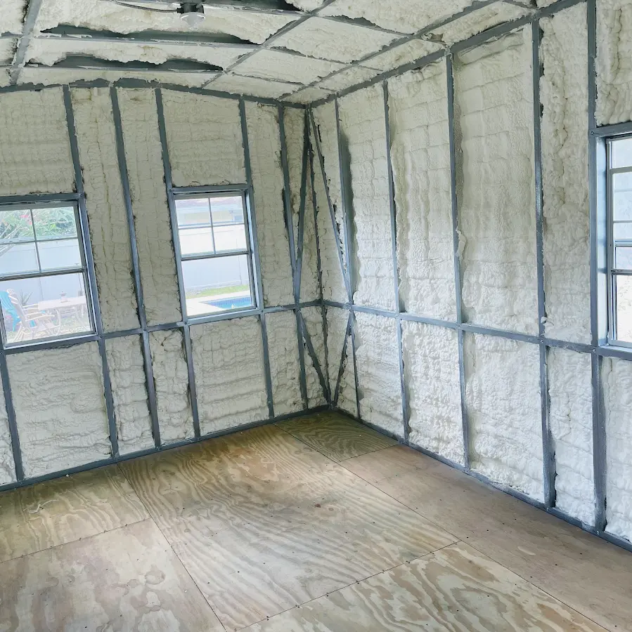 Closed-cell spray foam insulation applied to wall cavities in a residential project in Towamencin